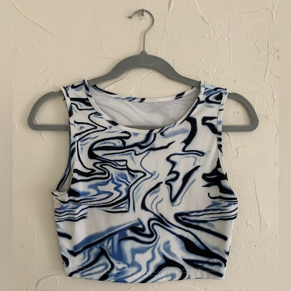 Cropped blue tank. Comfy!